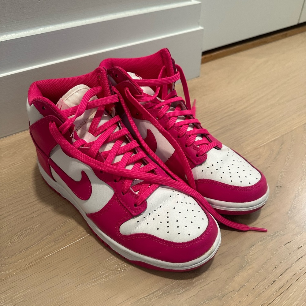 Pink Nike dunks high